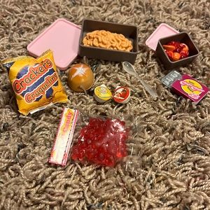 Travel kit with food drinks and bathroom set